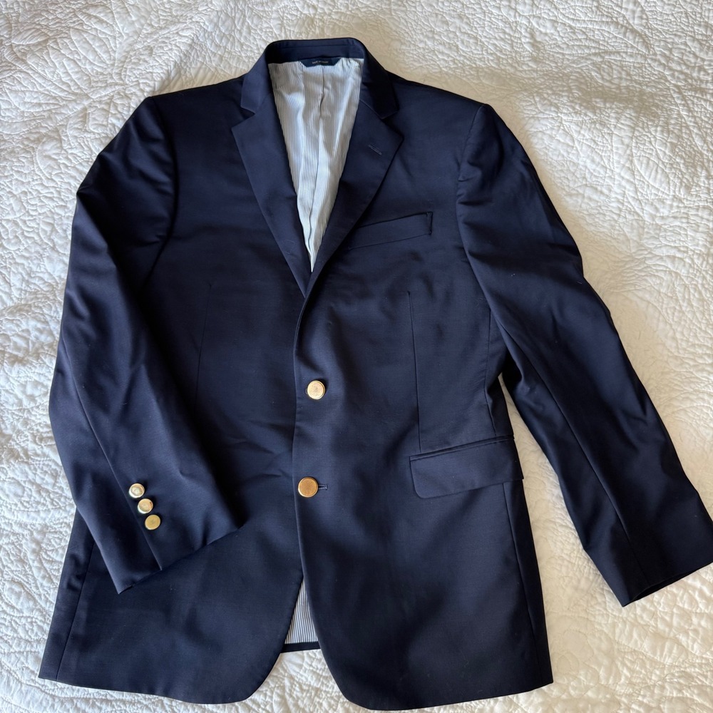 Brooks Brothers Explorer Regent Fit Navy Wool Blazer 40R Gold Button Sport Coat